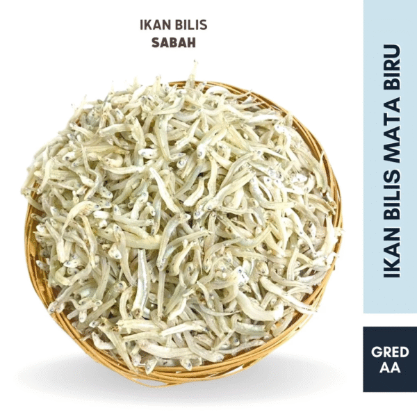 IKAN BILIS MATA BIRU GRED AA PUTIH| BLUE EYES ANCHOVIES 500G