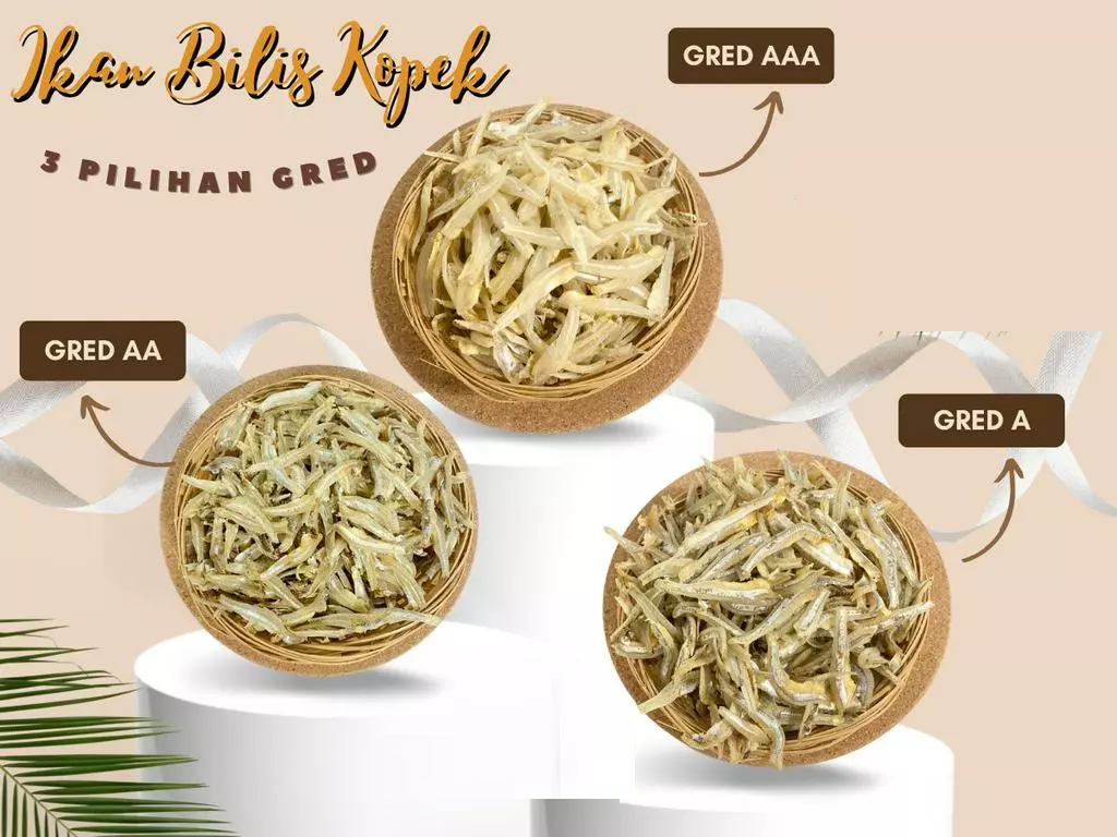 IKAN BILIS MATA BIRU GRED AA PUTIH| BLUE EYES ANCHOVIES 1KG